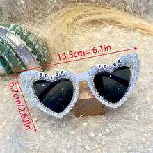 1 Peça Óculos com Pérolas e Strass, Óculos de Sol em Formato de Coração para Noiva, Óculos de Sol para Despedida de Solteira, Óculos de Sol para Madrinhas, Óculos de Sol para Festa de Casamento