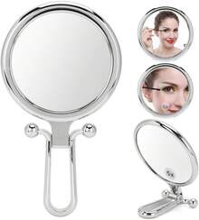 Sonew Espejo de Maquillaje Ajustable Plegable de Aumento 5X, Espejo Cosmético de Escritorio de Mesa, Espejo de Maquillaje de Doble Cara para Viajes Domésticos (Plata) - 1 - Ver 8