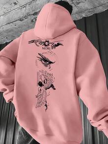 Estilo de  Oscura, Sudadera con Capucha para Hombre con Estampado de Patrón de Elemento Visual Único y Misterioso - Rojo - Ver 7