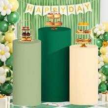 Cylinder Covers Set Of 3 Spandex Cylinder Pedestal Stand Covers Red Cylinder Cover Round Pedestal Cylinder Covers Multicolor Pedestal Cover For Wedding Party Ceremony DecorationKF - A - 查看 2