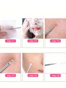5pcs Stainless Steel Blackhead Remover Needles, Portable Acne Needle Pimple Extractor - Silver - View 6
