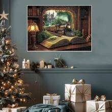 1 conjunto de quebra-cabeça de madeira com 1000-1100 peças - quebra-cabeça intrincado com tema de trem, floresta e livro, quebra-cabeça exclusivo para adultos em formato real, quebra-cabeça de madeira colorido, presente criativo para adultos, quebra-cabeça de decoração de casa faça você mesmo para interação familiar, presente de aniversário, feriado e ocasião especial, caixa de presente requintada, decoração de parede artística, peças de alta qualidade, cuidadosamente elaboradas