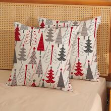 2 buc. față de pernă de Crăciun, față de pernă geometrică colorată roșie și gri cu model de brad de Crăciun, față de pernă decorativă de Crăciun, față de pernă decorativă de iarnă cu model rustic, potrivită pentru canapeaua extensibilă de acasă. (40,6 cm * 40,6 cm, 45,7 cm * 45,7 cm, 50,8 cm * 50,8 cm)