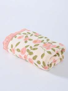 1条/2条装现代简约花卉蕾丝边珊瑚绒浴巾，超柔软吸水，特大尺寸，速干，不掉毛，桑拿浴巾，高品质，轻便，客用毛巾，送给伴侣的最佳礼物，毛巾尺寸：34*75厘米，浴巾尺寸：70*140厘米，适用于美容院、酒店、运动、家居等场所，毛巾，护肤 - 粉色 - 查看 7