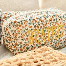 1 Pc Personalized Custom Embroidery Floral Bag Cosmetic/Storage/Toiletry Bag Light Convenient Large Capacity Versatile Embroidery Customization Ideal Gift For Girlfriend Family Classmates Sisters Suitable For Business Trips Vacations Bridesmaid Gifts Makeup Bag Personalized Gift For Her Bridesmaid Proposal Gift Cosmetic Bag Bachelorette Gift Bride Squad Party Favours,Office Decor,Elegant Living