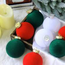 9-Piece Velvet Christmas Tree Decorations, Sprayed Velvet Baubles, Festive Ornaments, Holiday Decorations