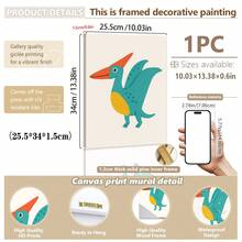 1 gerahmtes/Leinwand Wandkunst, Dinosaurier Tier Thema Dekoration. Badezimmer Wanddekoration. Themen Poster, Schlafzimmer Dekoration, Raumdekoration, Heimdekoration, Ornamente, Winterdekoration für Zuhause, Wanddekoration. Geeignet für Kinderzimmer, Kinderzimmer, Jungen- und Mädchen-Partyräume, Kita-Klassenzimmer Dekoration, wasserfestes Material. Kopfteil Dekorative Tapete, Party Deko Geschenke. Badezimmer Wanddekoration.