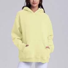 Oversized Acid Wash Unisex Heavyweight Cotton Fleece Vintage Washed Hoodie For Women And Men - Màu vàng - Xem 2