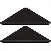 Evron Wall Mount Corner Shelf,Easy To Install Metal Front Floating Corner Shelves With Self-Adhesive Tapes,Wood Imitation Corner Shelf With Wire Pass Hole Pattern(Black 2 Pack)