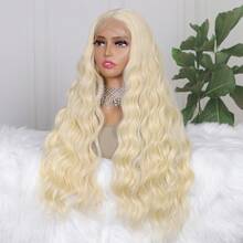 613 Honey Brown Water Wave 13X4 Lace Front Synthetic Wig, Pre-Plucked Bleached Knots, Suitable For Cosplay, Daily Party, Heat-Resistant Fiber Frontal Wig - Multicolor - View 4