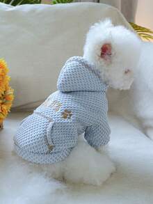 1 件宠物服装，适合小型犬的可爱狗/猫服装，温暖舒适的秋冬连帽衫 - 蓝色 - 藍色 - 查看 1