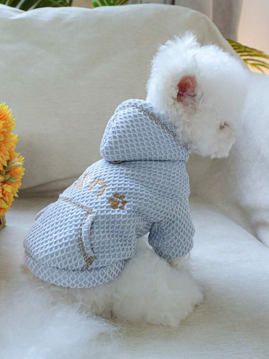1 件宠物服装,适合小型犬的可爱狗/猫服装,温暖舒适的秋冬连帽衫 - 蓝色 - 藍色 - 查看 1