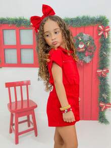 Kit 2 Kids Jumpsuit Girl Blogger Dungarees Youth Jeans Shorts Zipper Casual Fashion - 紅色 - 查看 5