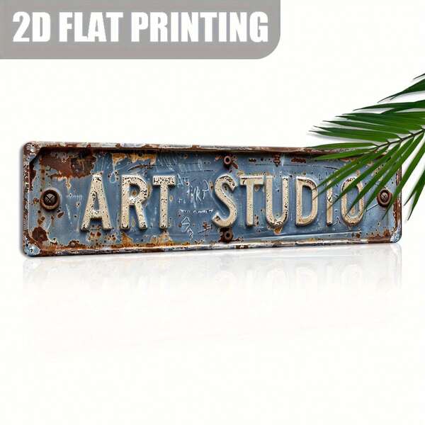 Vintage-Inspired Art Studio Metal Sign (16"X4") - Retro Metal Wall Decor For Home, Farmhouse, Porch & Bedroom - Unique Rectangle Art Aesthetic, Perfect Holiday Gift