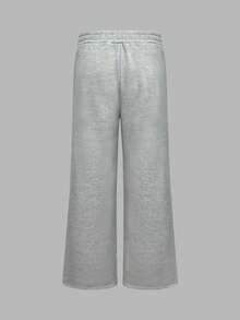 Pantalon ample imprimé minimaliste décontracté pour femmes, convient pour le travail, grande taille, gris