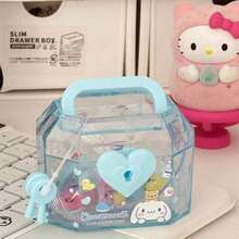 Sanrio 1 pieza Caja de joyería transparente con tapa de  , , , , de alta calidad, ideal para pulseras de cuentas DIY, almacenamiento de juguetes, almacenamiento de bloques de construcción, regalo de cumpleaños/Día de San Valentín
