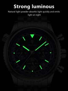 1 buc. Ceasuri de cuarț pentru bărbați la modă, din oțel inoxidabil multifuncțional, cronograf cu dată, impermeabil, cu indicator luminos, ceas de mână potrivit pentru ocazii de afaceri