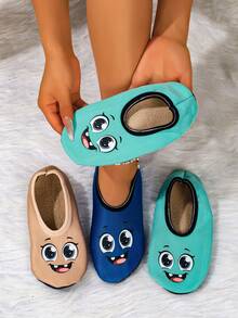 RALSWNAY Pantuflas de mujer para otoño/invierno para todas las estaciones, diseño de deslizamiento con estampado lindo y alta elasticidad, adecuadas para uso en interiores, con suelas suaves y transpirables, excelentes para usar en la playa al aire en zapatos de yoga de interior, lavables a máquina, pantuflas esponjosas - Azul - Ver 6