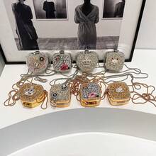New Fashionable Niche Design Mini Bowknot Versatile Lipstick Earbud Coin Purse With Chain Shoulder Crossbody Bag For Women - Bạc - Xem 3