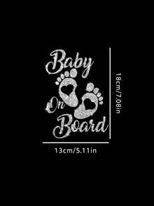 1pc Baby On Board Reflective Footprint Car Sticker, Vinyl Safety Warning Decal For Automotive Window And Bumper, Car Decoration - Multicolor - View 6