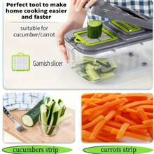 16Pcs Multifunctional Vegetable Cutter Set, Fruit Slicer Handheld Food Onion Potato Shredder With Container, Space-Saving Kitchen Gadget, Hand Wash Only, Holiday Gift For Thanksgiving Christmas Halloween Valentine New Year - Green - View 10