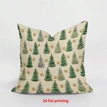 1 Stück/4 Stücke Kissenbezug mit Weihnachtsbaummuster, moderne Polyester Flachdruck 45cm*45cm Heimdekoration Sofakissenbezug