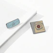 1 件精美火影忍者动漫胸针，写轮眼和木叶村标志，适合日常佩戴或送礼 - 彩色 - 查看 6