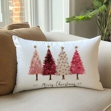 1 pieza Funda de almohada de árbol de Navidad minimalista, material de terciopelo melocotón impreso por un solo lado, funda de cojín de 30*50cm/40*60cm adecuada para decoración de otoño, decoración moderna de sala de estar y sofá, decoración de fiesta, regalo