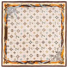 Mulberry Silk Scarfs Small Square Scarfs For Women 21" X 21" Lightweight Square Satin Head Scarf Neck Scarves{"Size_name":"27x27inch","Color_name":"BeigeFeathers"} - 米色羽毛27x27英寸 - 查看 3