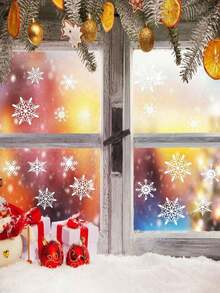 ملصقات نافذة بشكل رقائق الثلج البيضاء بمساحة 1/4 ورقة، ملصقات ديكور نوافذ بموضوع عيد الميلاد الأبيض، ملصقات رقائق الثلج الشتوية لحفلات، لوازم حفلات موضوع فروزن وعيد رأس السنة، للنوافذ الزجاجية، ديكور مكتبي شتوي، ديكورات حفلة رأس السنة بموضوع الثلج والجليد (توصيل ورقة عشوائية واحدة)