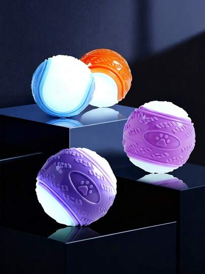 2.5 Inch Squeaky & Light-Up Dog Ball - Geometric Pattern, Durable Natural Rubber, Suitable For All Breeds, Battery-Free Interactive Training Toy, Compatible With Pet Chew Balls, Fits Small To Large Dogs