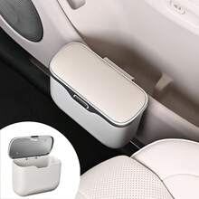Multifunctional Car Trash Can With Lid Button, Hanging Storage Bin For Wet And Dry Use, Auto Interior Accessories, Organizer Box