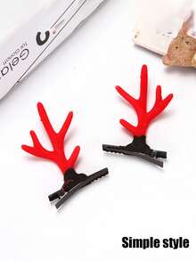 Christmas Hair Clips For Women, Cute Reindeer Antler Hair Clips With Faux Fur, Adorable Hair Accessories For Christmas Decoration, Birthday Gifts, Holiday Gifts, Plastic Holiday Themed Hair Clips Suitable For All Ages, Charming Cartoon Style, Perfect For Christmas, New Year And Thanksgiving Gifts - Multicolor - View 11