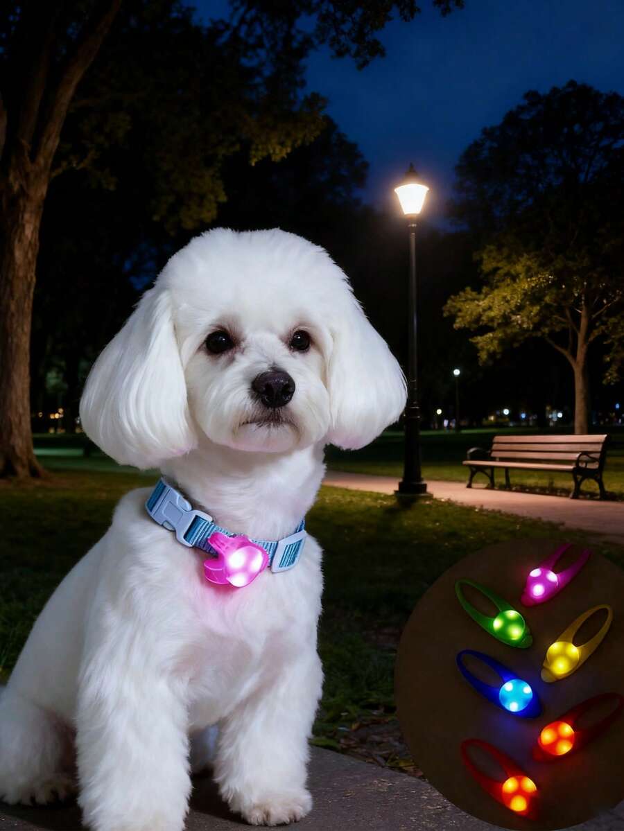 Liontin Kalung Anjing Peliharaan LED 3 Inci, Bahan Silikon, Lampu Peringatan Berkedip, Dekorasi Natal, Cocok untuk Anjing, Kucing, Sangkar Burung, Dekorasi Liburan - MultiWarna - View 1