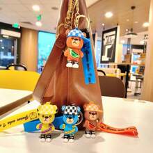 1pc Casual Cute Zinc Alloy Teddy Bear Keychain, PVC Soft Plush Hat Bear Bag Charm, Couple Gift, All Season Christmas Bag Charms Car Accessaries Teacher Friend Sister Gift Ideas