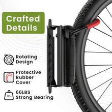 1 zestaw obrotowych uchwytów ściennych na rowery, pionowy wieszak ścienny na rowery, wieszaki na rowery do garażu, uchwyty ścienne na rowery górskie, stojak na rowery do garażu, udźwig do 66 funtów – łatwy montaż