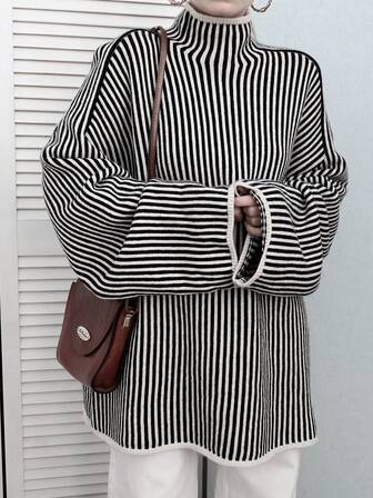 Plus Size Turtleneck Long Sleeve Sweater, Autumn/Winter