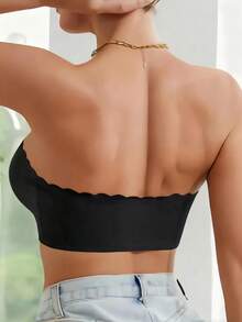 Women's Front Closure Bra,Strapless Bra,Seamless Top Women Wireless Sexy Underwear , Removable Padding, Adjustable Intimates Lingerie Basic Tube Bras, Non Slip Silicone Soft Fabric Underwear, Comfortable Padded Camisole Wavy Edge Design,Perfect With Strapless DressesFront Buckle Underwear