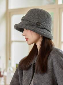 1pc Women's L Size Casual Bohemian Party Cute Elegant Retro Street Brushed Bucket Hat, Fashion Versatile Petite Bucket Hat Suitable For Daily Commute, Camping, Travel, Hiking, Theme Park, Cafe, Farm, Party, Photo Shoot, Autumn/Winter - Multicolor - View 15