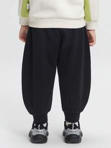 Balabala Young Boys Thermal Lined Curved Pants 2025 Winter, Banana Pants For Boys & Girls - Black - View 3