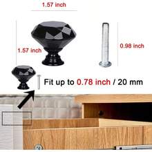 YourGift 12 Pack Drawer Knobs Diamond Shaped Crystal Glass 40mm Cabinet Knobs Pull Handles 40 mm 12 Pack All Black - Completamentenegro - Ver 3