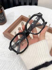 1 Stück Damen Geometrischer Kunststoffrahmen Boho Moderner Einfacher Stil Klassisch Ästhetisch Klare Brille für Schule, Alltag, Büro, Lesen, Dekoration, geeignet für alle Gesichtsformen - Verschiedenfarbig - Übersicht 6