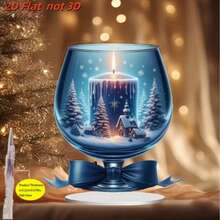 Noapte fermecătoare, lumânare de Crăciun din sticlă și design de casă - decor de sărbători acrilic 2D, potrivit pentru verandă, dormitor, sufragerie - cadou perfect de Anul Nou