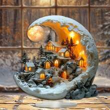 حامل عرض أكريليك بتصميم قمر بوهيمي - مناسب لديكور المنزل والمكتب، هدية عيد الميلاد المثالية