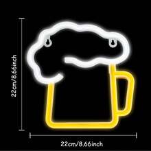 1pc LED Neon Beer Cup Light, USB Or Battery Powered, PS Plastic Material, Suitable For Holiday, Home, Party, Wall Decor, Camping, Home Bar, Garage, Cafe, Nightclub Indoor Atmosphere Lighting, Valentine's Day, Mother's Day, Children's Day, Christmas And Other Holiday Decorations - White - View 10