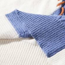 男士撞色套头针织毛衣，冬季长袖上衣