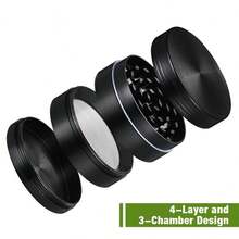 1 pezzo Macinino in lega di alluminio a 4 strati - Macinino in metallo multifunzione premium - Accessorio compatto per uso domestico - Set regalo per le feste (Natale/Ognissanti)