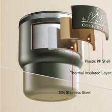 1 pieza Taza de café de acero inoxidable 304 de 400ML con tapa, vaso aislado de doble capa, vaso de bebida de gran capacidad de pared doble portátil, taza termo, taza reutilizable resistente al frío y al calor para té, leche, café, recipiente duradero para bebidas, adecuado para estudiantes y adultos en la escuela, oficina, campamento al aire libre, picnic, viaje