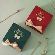 5pcs Merry Christmas Square Candy Gift Box With Bowknot ,Perfect For Christmas Gift Wrapping,European Classic Candy Box,Party Decoration Supplies,High-Grade Cardboard Dessert Candy Gift Box, - Square Flip Box - View 8