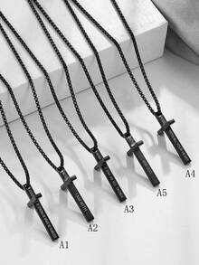 1pc Fashion Stainless Steel Cross Pendant Necklace With Slogan I Can Do All Thins Motivational Encouragement Necklace For Everyday Use Holiday Jewellery